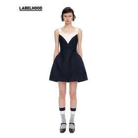 【SHUSHUTONG】蕾虎时尚拼接花边领连衣裙2025春夏新款女装裙子