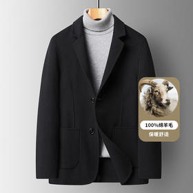 红览 春秋100%羊毛西装手工缝制双面呢西服男士修身小西装羊毛外套男装5ZF-85045