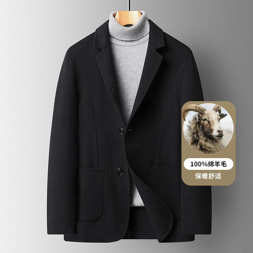 红览 春秋100%羊毛西装手工缝制双面呢西服男士修身小西装羊毛外套男装5ZF-85045 商品图0