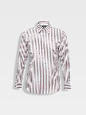 callisto松弛系列米色条纹亲肤棉衬衫