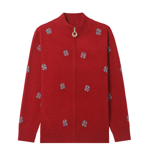 CC-101-96117立领拉链外套女士春秋2025新款短款针织开衫洋气提花上衣 商品图4