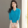 CC-103-A18102小个子针织开衫女士春秋季上衣2025新款娃娃领宽松短款毛衣外套女 商品缩略图3