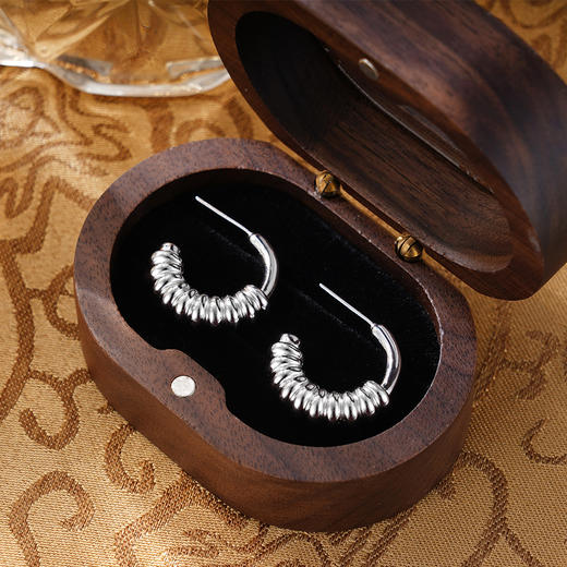 子佩集S925银【波动之光】耳钉纯银【AJ00646】原创2半环扣环耳圈2501 商品图0