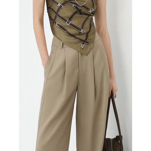 COCOBELLA设计师款一粒扣叠褶哈伦裤商务休闲通勤香蕉裤PA558 商品图3