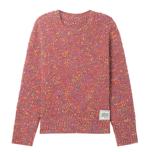 CC-103-A987小个子圆领毛衣女士春秋2025新款洋气花纱宽松短款针织衫上衣打底 商品图4