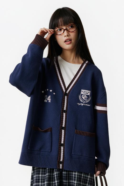 CryingCenter CCC藏青咖啡复古学院风开衫 哭喊中心 商品图0