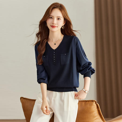 雀说拼接针织衫新款时尚宽松AL9067 商品图7