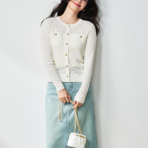 【高货sh】全新升级【铂金会员275/天猫369/差价94】(12856) 洛诗琳小香镂空羊毛针织开衫2025早春新款小香风针织上衣 商品图4