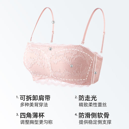 熳洁儿 小胸聚拢两穿抹胸防走光性感蕾丝薄款无钢圈内衣女可拆肩带交叉美背21251556 商品图1