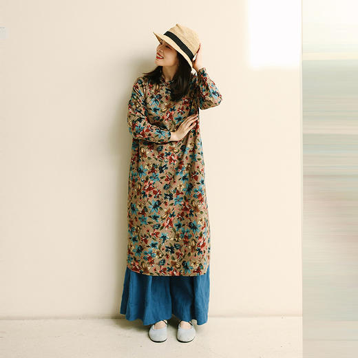 绽放旅行女装154朵/又见武士阔腿长裤孔雀蓝亚麻百搭宽松武士裤 商品图2