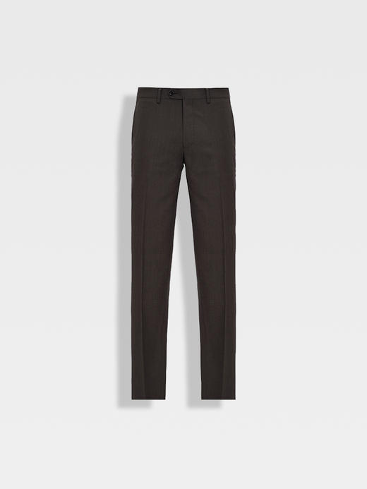 callisto松弛系列咖色绵羊毛西裤 商品图0