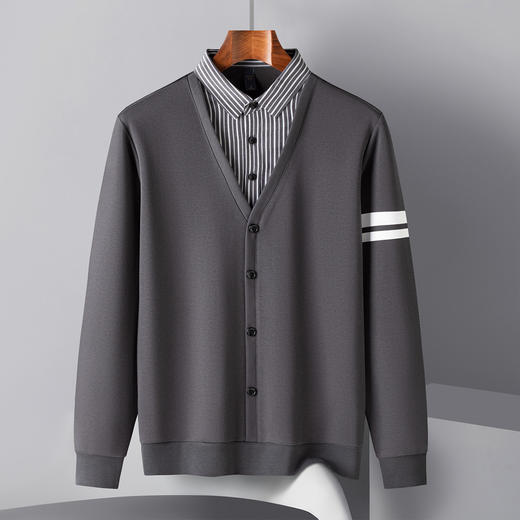 罗蒙男士秋冬针织衫休闲百搭舒适男毛衣简约通勤假两件针织衫男 商品图1