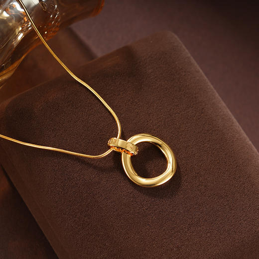 子佩集S925银【夏末晨曦】项链纯银【AE00374】原创2镀金平安扣2501 商品图1