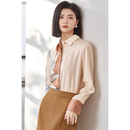 【通勤衬衫】2026春季时尚职业OL印花翻领百搭衬衣5085 商品图4