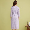 EITIE爱特爱绣花蕾丝温柔紫色修身褶皱V领过膝连衣裙2025春季新款A2507505 商品缩略图4