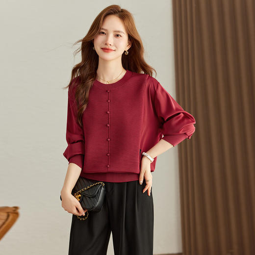 雀说拼接针织衫新款时尚宽松AL9067 商品图1
