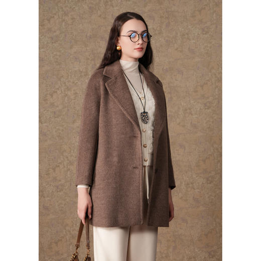 【牦牛绒】乔万尼大衣女秋冬新款高级感小个子中长款呢外套EF4A156 商品图6