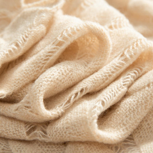 雀说山羊绒罩衫圆领长袖镂空羽毛针织衫上衣新款薄款套头休闲新款毛衣AL8745 商品图1