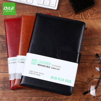 递乐 A5磁搭扣商务笔记本定制/加厚日记本/皮面记事本/复古办公会议本120张 4327黑色 商品图2