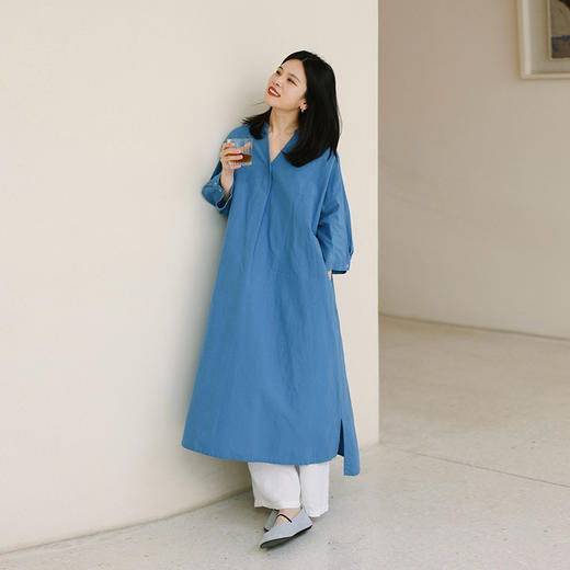 绽放206朵/高精水果酵素汉麻棉金属光泽中袖宽松休闲显瘦连衣裙 商品图2