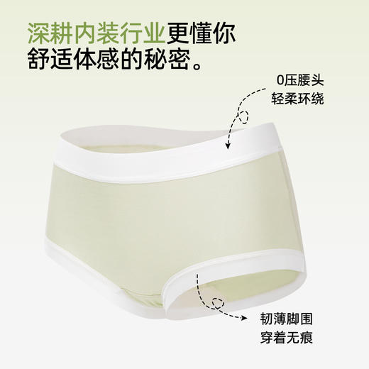 【5条盒装】熳洁儿 莱赛尔女士内裤桑蚕丝聚乳酸底档中腰撞色清新简约25262102 商品图5