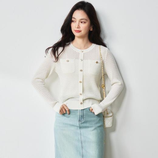 【高货sh】全新升级【铂金会员275/天猫369/差价94】(12856) 洛诗琳小香镂空羊毛针织开衫2025早春新款小香风针织上衣 商品图2