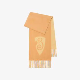 BURBERRY 巴宝莉 男女同款B Shield Wool Brewed Protein™ 羊绒混纺围巾 浅黄色 8100030 C1415