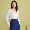 EITIE爱特爱气质V领垂坠舒适通勤直筒显瘦白衬衫上衣2025春季新款A2513509 商品缩略图1