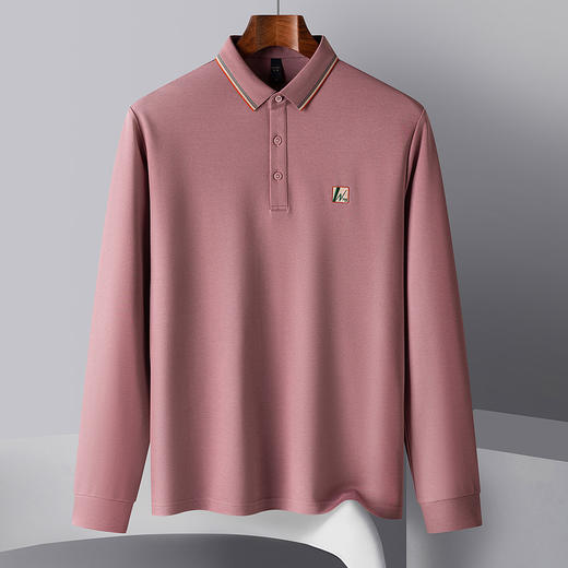 【双面含桑蚕丝】罗蒙春秋男士长袖polo衫绣花t恤百搭舒适男长袖上衣 商品图5