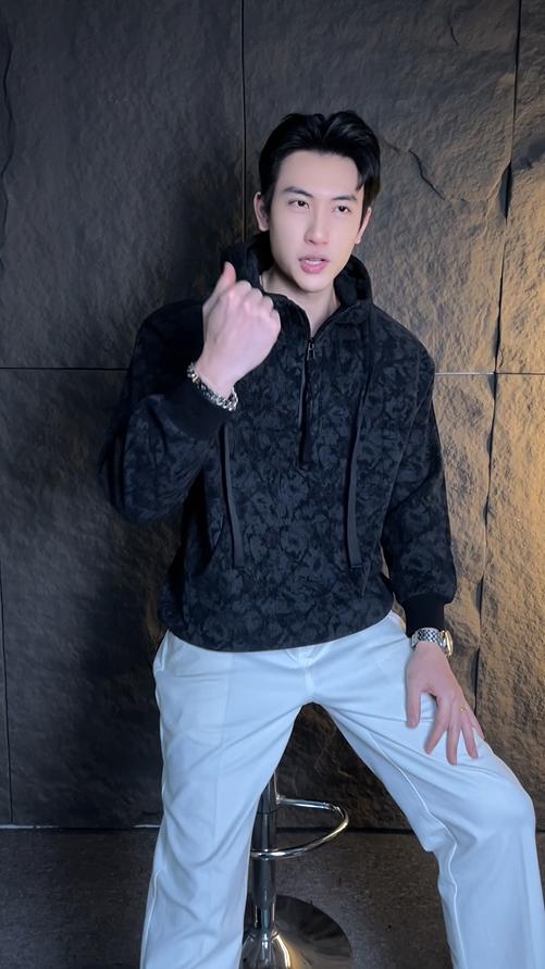 55139秋冬新款复古重工水洗几何图案潮流宽松连帽情侣休闲长袖 商品图0