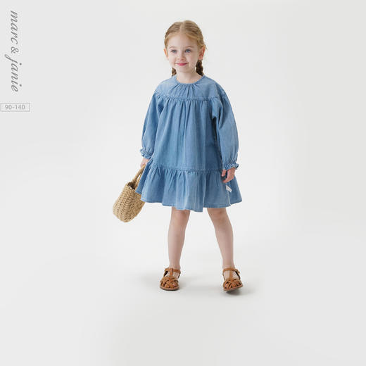 马克珍妮女童复古文艺牛仔连衣裙 儿童裙子2025年春装新款250205 商品图0