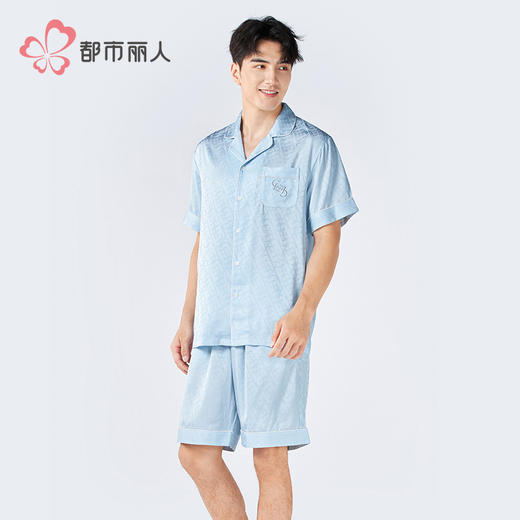 都市丽人男士丝质套装薄冰雪丝提花好睡好眠短袖类FHH1B7 商品图2