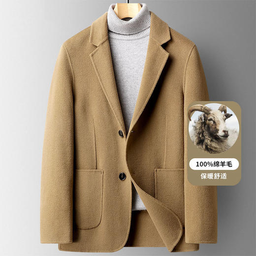 红览 春秋100%羊毛西装手工缝制双面呢西服男士修身小西装羊毛外套男装5ZF-85045 商品图6