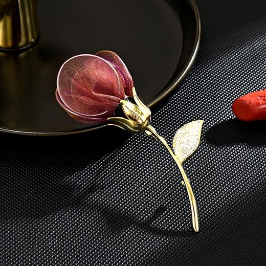 雀说高档高级感复古优雅布艺郁金香胸针女轻奢时尚花朵胸花别针配饰ALXZ0047 商品图0
