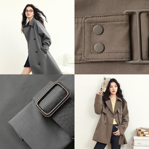 【严选】诗凡黎英伦风高级感气质长款风衣2025年春新款显瘦休闲美拉德外套7G1160081 商品图3