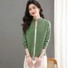 CC-101-96118立领短款外套女士毛衣开衫2025春秋装新款拉链针织衫上衣提花外搭 商品缩略图0