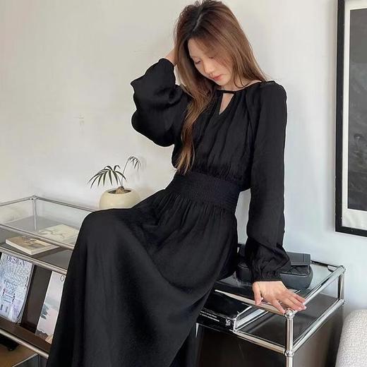 顺丰包邮42917洛诗琳新款黑色前中镂空收腰显瘦女神裙61021 商品图4