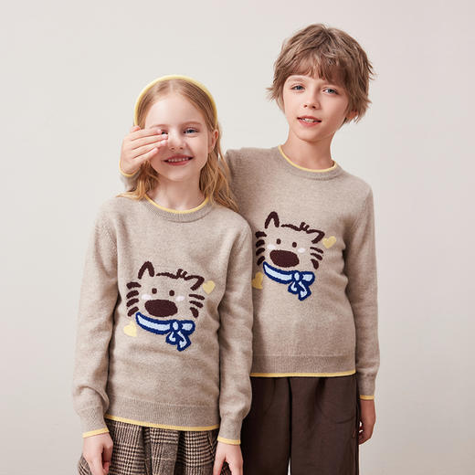 mettekids儿童100%羊绒衫2024秋冬新款女童可爱套头针织男童毛衣 商品图2