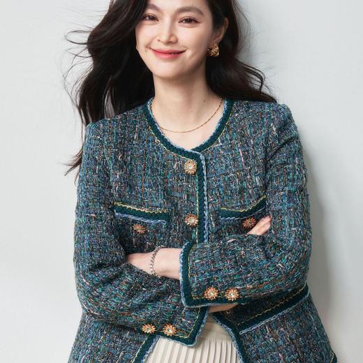 【高货sh】全新升级【铂金会员431/天猫579/差价148】(12455) 洛诗琳名媛修身粗花呢外套2025春季亮丝编织小香风外套 商品图4