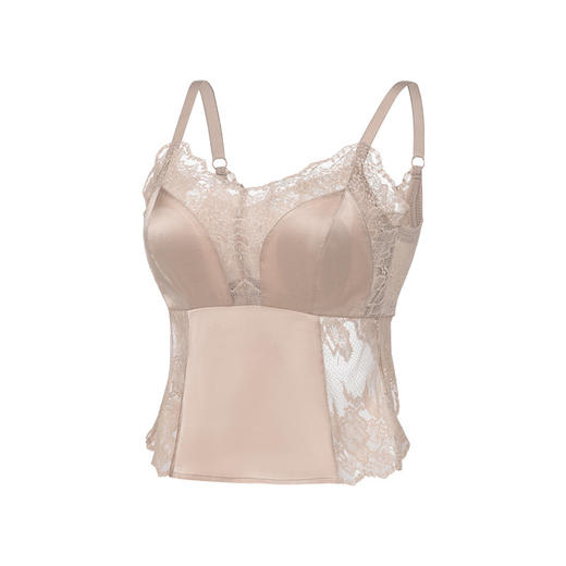 TG-TG02S242缎面真丝大胸显小美背 桑蚕丝性感蕾丝薄款文胸一体式吊带女 商品图4