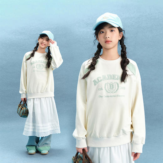 笛莎Deesha青少年女童卫衣2025春季女童圆领卫衣 商品图0