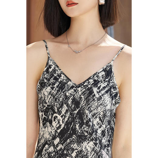 剩S/M 米思阳2026春季新款知性优雅吊带连衣裙设计感印花内搭裙子4978 商品图4