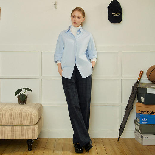 714street日系复古轻薄格子直筒长裤25春季新款全棉宽松休闲裤男 商品图3