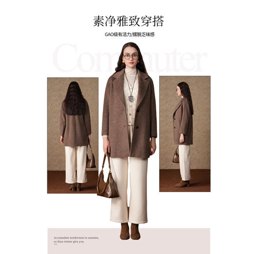 【牦牛绒】乔万尼大衣女秋冬新款高级感小个子中长款呢外套EF4A156 商品图3