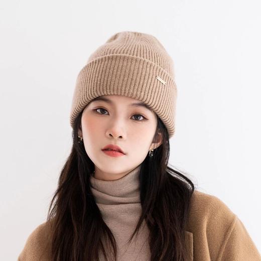 疯帽子 纯色羊毛线帽子女显脸小护耳温暖针织加厚高颜值帽子 商品图0