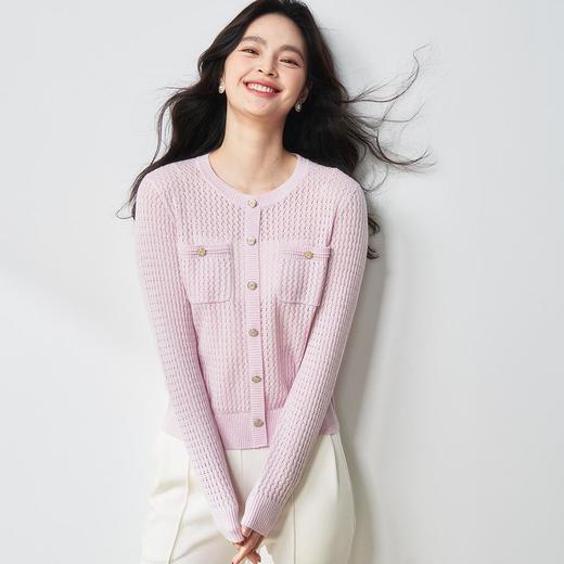 【高货sh】全新升级【铂金会员275/天猫369/差价94】(12856) 洛诗琳小香镂空羊毛针织开衫2025早春新款小香风针织上衣 商品图0