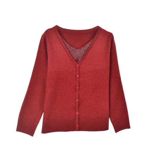 CC-NN-2502春秋季新款拼接假两件设计感针织打底衫时尚气质温柔宽松上衣 商品图4