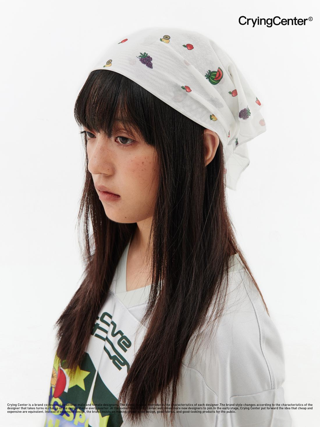 CryingCenter 水果碎花网纱头巾 哭喊中心