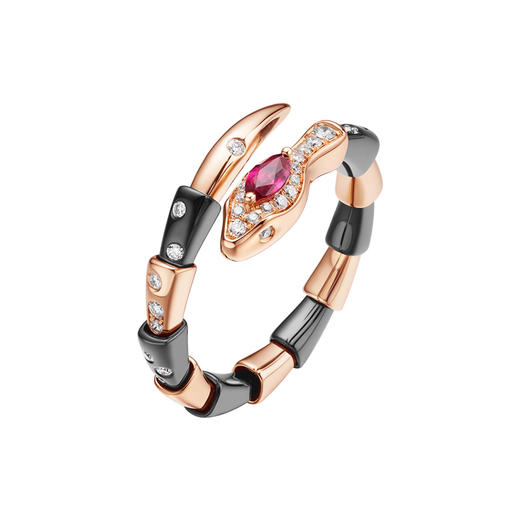 ［东方有境］18K金钻石红宝石戒指 #蛇年新品#盘福 商品图0