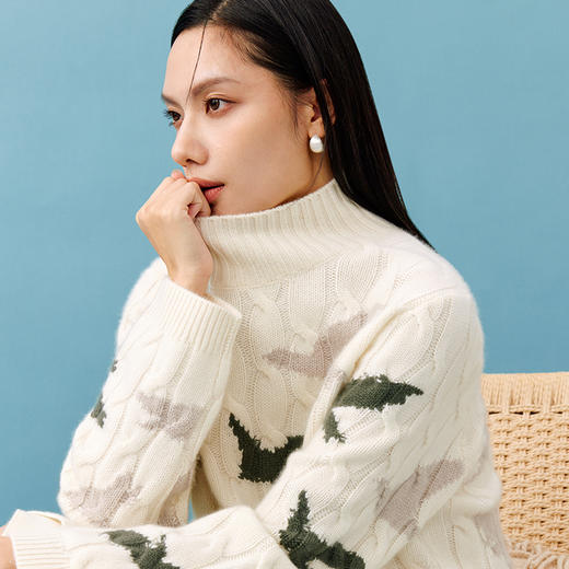 东黎 • 山羊绒女士秋冬提花半高领套衫 4585 商品图6